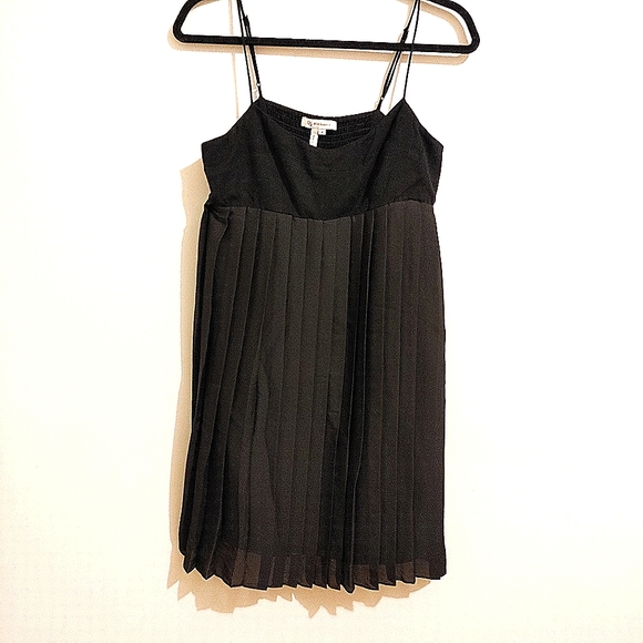 BCBGeneration  Babydoll Black Pleated Strappy Mini Dress (Size M) - Picture 3 of 8
